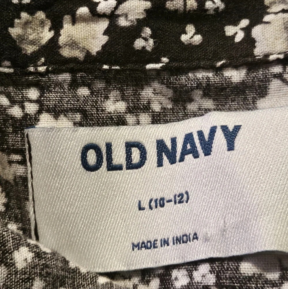 Old Navy Button Front Ditsy Floral Dress Navy & White Size L